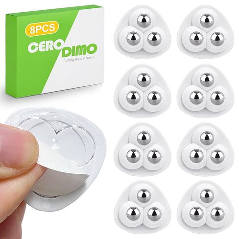 8 PCS Self Adhesive Caster Wheels for Kitchen Appliances, 360° Swivel Universal Mini Rollers for Small Appliances, Storage Box, Small Furniture, White in Saudi Arabia