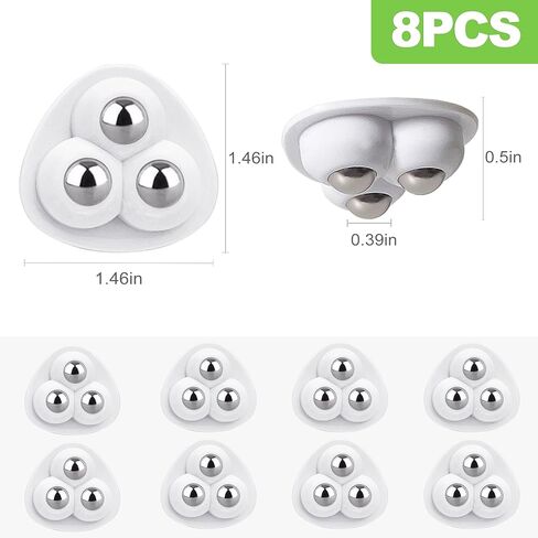 8 PCS Self Adhesive Caster Wheels for Kitchen Appliances, 360° Swivel Universal Mini Rollers for Small Appliances, Storage Box, Small Furniture, White in Saudi Arabia