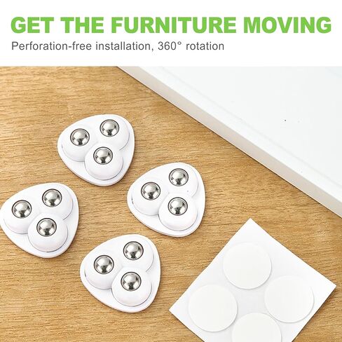 8 PCS Self Adhesive Caster Wheels for Kitchen Appliances, 360° Swivel Universal Mini Rollers for Small Appliances, Storage Box, Small Furniture, White in Saudi Arabia