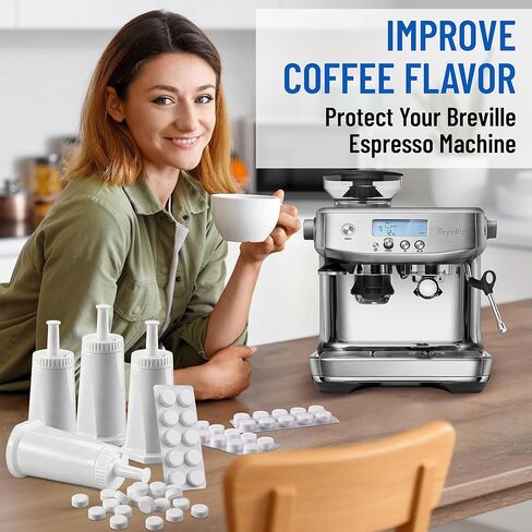 Remerry 4 Pack Replacement Water Filters with 30 Cleaning Tablets Compatible with Breville Espresso Machine Bes880, Barista Pro Bes878, Oracle Touch Bes990, Oracle Bes980, Dual Boiler Bes920 in Saudi Arabia