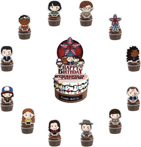 13 Pcs Cute Cartoon Style Happy Birthday Cake Toppers, TV Theme Cake Decorations, Perfect for Birthday Parties, Themed Celebrations, Halloween, and Other Occasions. in Saudi Arabia