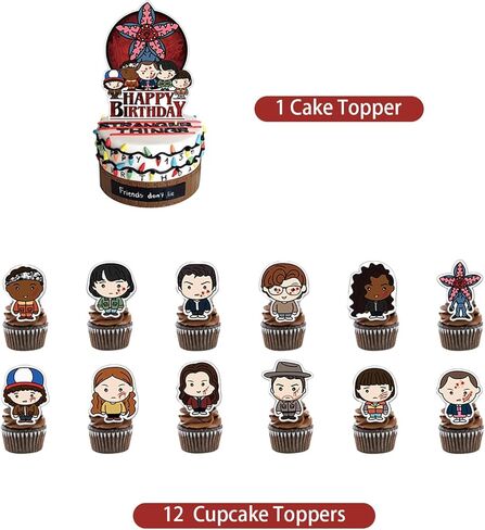13 Pcs Cute Cartoon Style Happy Birthday Cake Toppers, TV Theme Cake Decorations, Perfect for Birthday Parties, Themed Celebrations, Halloween, and Other Occasions. in Saudi Arabia