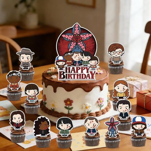 13 Pcs Cute Cartoon Style Happy Birthday Cake Toppers, TV Theme Cake Decorations, Perfect for Birthday Parties, Themed Celebrations, Halloween, and Other Occasions. in Saudi Arabia