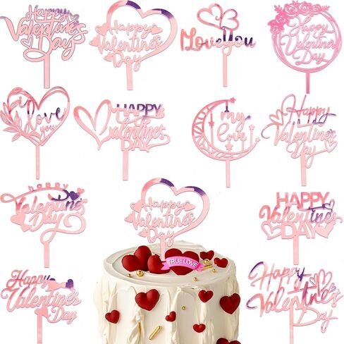 12 نمط سعيد عيد الحب كعكة توبر الاكريليك عيد الحب كعكة توبر ارتفع الذهب الحلو الحب على شكل قلب كب كيك توبر كعكة يختار لعيد الحب الذكرى الزفاف عيد ميلاد حزب كعكة الديكور in Kuwait