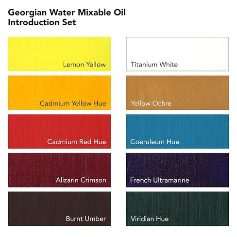Daler-Rowney Georgian 10-Tube Introductory Water Mixable Oil Paint Set - Art Paints for Canvas Paper and More - Oil Painting Supplies for Artists and Students - Artist Oil Paint for Any Skill Set in Saudi Arabia