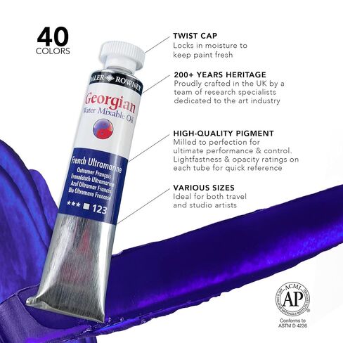 Daler-Rowney Georgian 10-Tube Introductory Water Mixable Oil Paint Set - Art Paints for Canvas Paper and More - Oil Painting Supplies for Artists and Students - Artist Oil Paint for Any Skill Set in Saudi Arabia