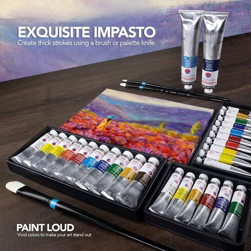 Daler-Rowney Georgian 10-Tube Introductory Water Mixable Oil Paint Set - Art Paints for Canvas Paper and More - Oil Painting Supplies for Artists and Students - Artist Oil Paint for Any Skill Set in Saudi Arabia