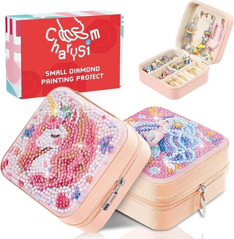 CharySim 2 PC Diamond Art Jewelry Boxes Kits for Adults Women Valentines Day with Painting Gem Dots Crafts Kits for Birthday Gift(Mandral Black) in Kuwait