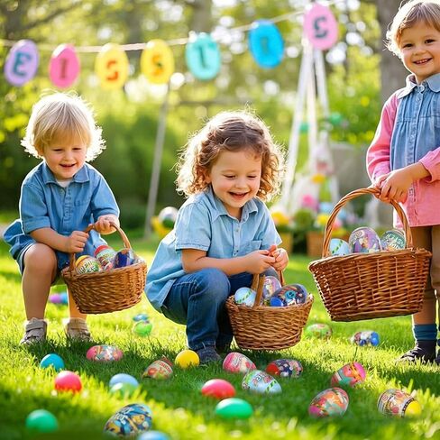 بيض عيد الفصح مع ألعاب لزجة قابلة للتمدد بالداخل - 24 عبوة من بيض عيد الفصح المملوء، وعناصر عيد الفصح المتنوعة، وهدايا الحفلات المفاجئة للأطفال، وصيد البيض، وحشوات سلة عيد الفصح in Kuwait