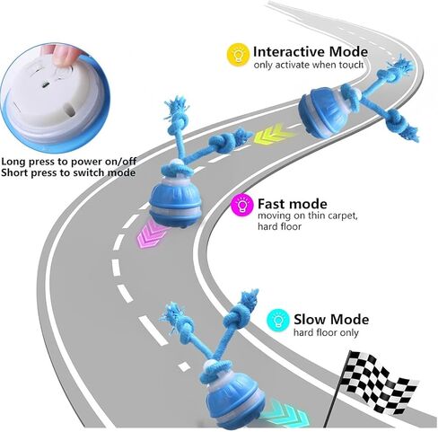 Interactive Dogs Toy with Motion Activated - 3 Play Modes Smart Moving Ball for Small Medium Doggy, USB Rechargeable Squeaky Rolling Accessory with Auto-Wake & Mute Option for Indoors Outdoors in Saudi Arabia