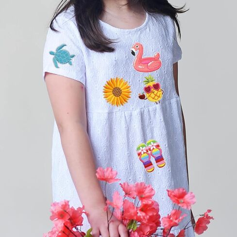 9PCS Hawaii Summer Iron on Patches, Cartoon Cute Turtle Coconut Sun Embroidered Repair Patches for Clothes, Custom Swan Applique for Hats, Jeans, Jackets, Bags, Backpacks, Dress, Shoes in Kuwait