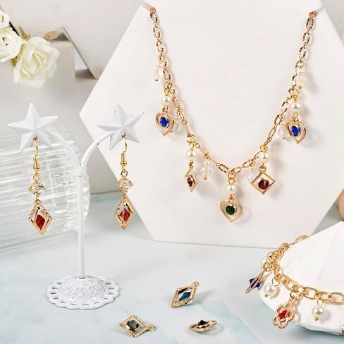 KISSITTY 100pcs Rhinestone Charms for Jewelry Making Heart Rhombus Flower Round Shape Light Gold Color Hollow Pendants Dangles for Women Necklaces Earrings Bracelets in Saudi Arabia
