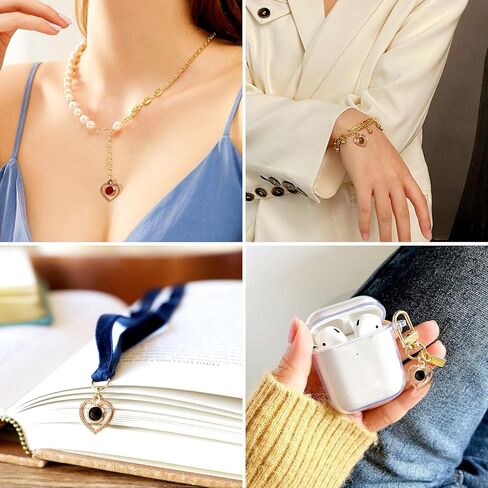 KISSITTY 100pcs Rhinestone Charms for Jewelry Making Heart Rhombus Flower Round Shape Light Gold Color Hollow Pendants Dangles for Women Necklaces Earrings Bracelets in Saudi Arabia