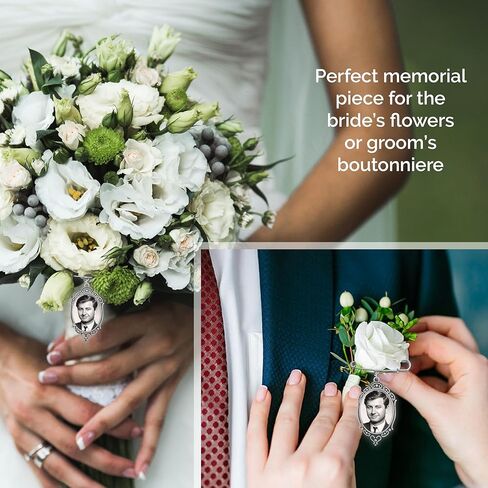 Wedding Boutonniere Bouquet Charm Pin Large Size Oval Photo Charm Mother of the Bride Gift for Groom with Photo Resizing Software in Saudi Arabia