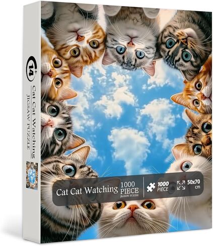 PICKFORU Funny Cats Puzzles for Adults 1000 Pieces, Cute Cat Watching Jigsaw Puzzles, Impossible Hard Unique Animal Puzzle in Saudi Arabia