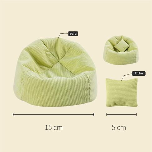 كرسي الدمية متوافق مع لابوبو، ملحقات عرض الأريكة الصغيرة لمحبي الدمى وهواة التجميع، ملحقات الملابس لبيت الدمى، ديكور سطح المكتب (أخضر فاتح) in Kuwait