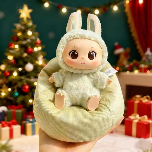 كرسي الدمية متوافق مع لابوبو، ملحقات عرض الأريكة الصغيرة لمحبي الدمى وهواة التجميع، ملحقات الملابس لبيت الدمى، ديكور سطح المكتب (أخضر فاتح) in Kuwait