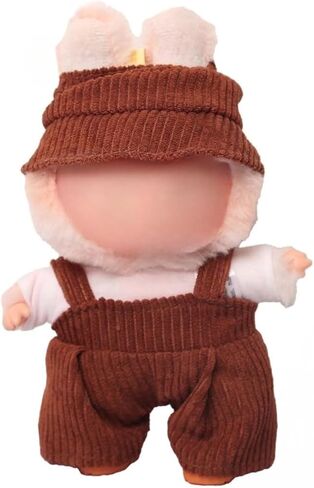 Brown Corduroy Doll Clothes Set, 4 Piece Outfit with T-Shirt, Overalls, Hat, Shoes for 6.7 Inch Dolls, Accessories in Saudi Arabia