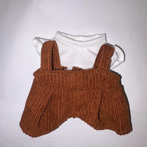 Brown Corduroy Doll Clothes Set, 4 Piece Outfit with T-Shirt, Overalls, Hat, Shoes for 6.7 Inch Dolls, Accessories in Saudi Arabia