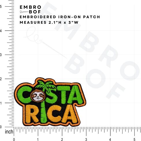 Sloth Adventure Costa Rica Patch – 2.1 inches, Cool Costa Rica Souvenir Patch – Iron On/Sew On Embroidered Travel Patches for Backpacks in Saudi Arabia