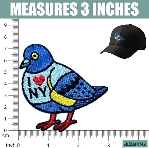 I Love New York Pigeon 3 Inches Embroidery Patch, Iron On/Sew On Travel Embroidered Applique Patch, Travel Patches, Fabric Patches for Clothes Backpacks Hats, Traveling DIY Accessories Gifts in Saudi Arabia