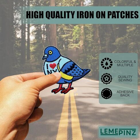 I Love New York Pigeon 3 Inches Embroidery Patch, Iron On/Sew On Travel Embroidered Applique Patch, Travel Patches, Fabric Patches for Clothes Backpacks Hats, Traveling DIY Accessories Gifts in Saudi Arabia