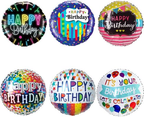 30 قطعة 18 بوصة عيد ميلاد سعيد العائمة احباط بالونات شكل دائري احباط بالونات مايلر لون بالون لتزيين حفلة عيد ميلاد in Kuwait