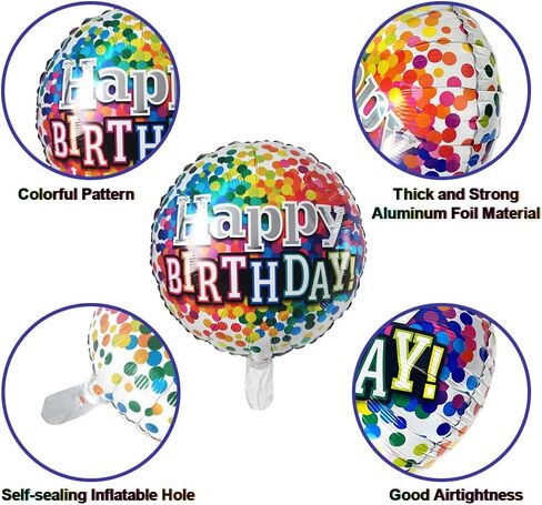 30 قطعة 18 بوصة عيد ميلاد سعيد العائمة احباط بالونات شكل دائري احباط بالونات مايلر لون بالون لتزيين حفلة عيد ميلاد in Kuwait
