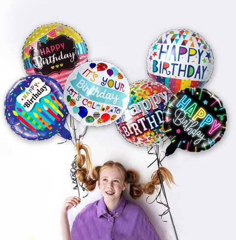 30 قطعة 18 بوصة عيد ميلاد سعيد العائمة احباط بالونات شكل دائري احباط بالونات مايلر لون بالون لتزيين حفلة عيد ميلاد in Kuwait