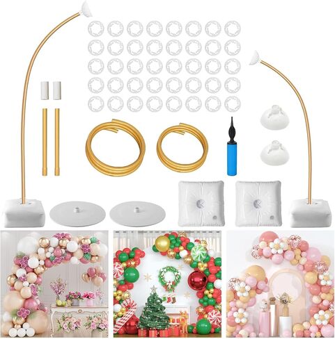 Balloon Arch Stand Kit, Bendable Half Arch Balloon Stand with Filling Water Base, 8.2Ft&5Ft Balloons Stands for Floor Suitable for Wedding Baby Shower Birthday Party Supplies Decorations in Kuwait