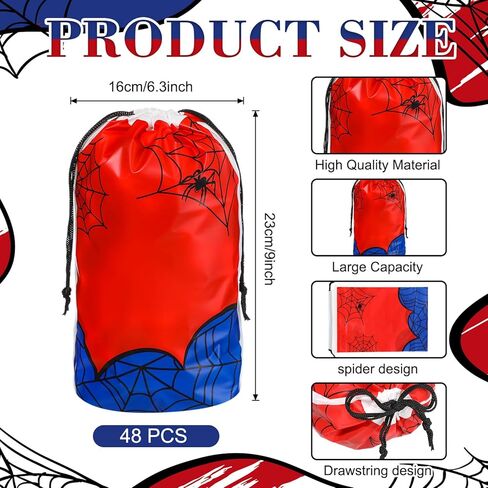 SilTriangle 48 Pcs Spider Themed Gift Bags 6.3 x 9 Inch Spider Cartoon Party Gift Snack Bags for Birthday Party Favors Decorations Supplies in Saudi Arabia