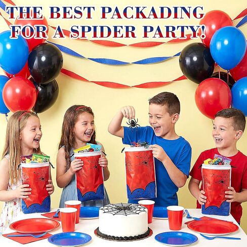 SilTriangle 48 Pcs Spider Themed Gift Bags 6.3 x 9 Inch Spider Cartoon Party Gift Snack Bags for Birthday Party Favors Decorations Supplies in Saudi Arabia
