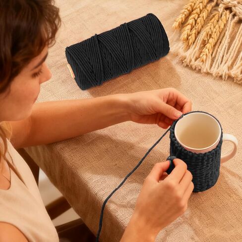 100M Macrame Cord Twisted Craft Rope, Thick Hand Weaving String for Wall Hanging Plant Hangers Knotting Basket Making in Saudi Arabia