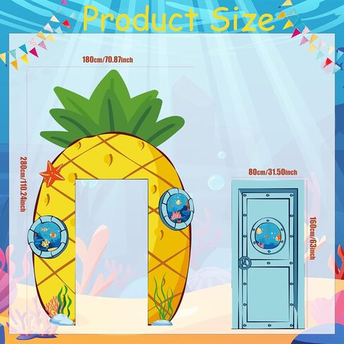 ديكورات حفلات الأناناس، إسفنجة كرتونية لعيد الميلاد، لافتة خلفية للشرفة، لوازم حفلات كرتونية صفراء، لافتة زينة للباب، لافتة صور حيوانات بحرية، خلفية معلقة لدعائم صور عيد ميلاد إسفنجية in Kuwait