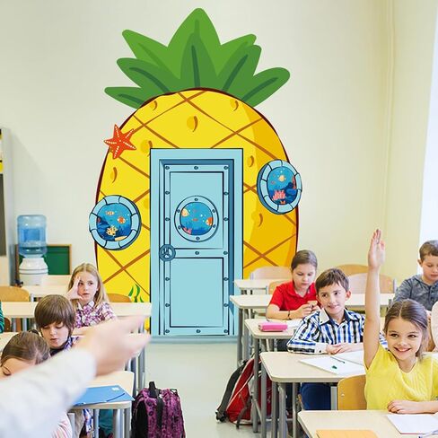 ديكورات حفلات الأناناس، إسفنجة كرتونية لعيد الميلاد، لافتة خلفية للشرفة، لوازم حفلات كرتونية صفراء، لافتة زينة للباب، لافتة صور حيوانات بحرية، خلفية معلقة لدعائم صور عيد ميلاد إسفنجية in Kuwait