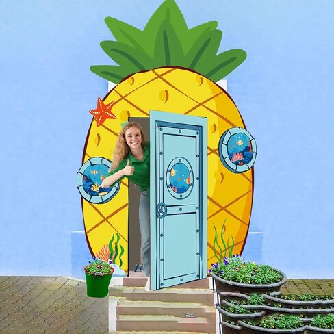 ديكورات حفلات الأناناس، إسفنجة كرتونية لعيد الميلاد، لافتة خلفية للشرفة، لوازم حفلات كرتونية صفراء، لافتة زينة للباب، لافتة صور حيوانات بحرية، خلفية معلقة لدعائم صور عيد ميلاد إسفنجية in Kuwait