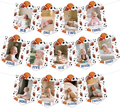Sursurprise Sports 1st Birthday Decorations All Star Monthly Photo Banner for Boys Sports All Star First Birthday Party Supplies in Saudi Arabia