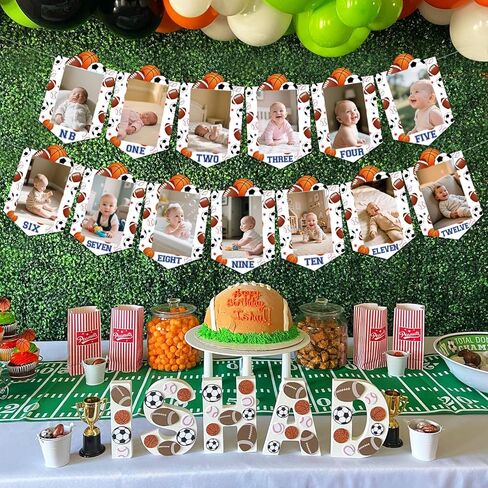 Sursurprise Sports 1st Birthday Decorations All Star Monthly Photo Banner for Boys Sports All Star First Birthday Party Supplies in Saudi Arabia