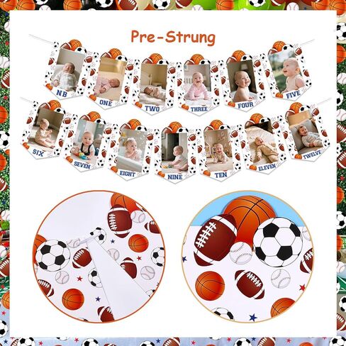 Sursurprise Sports 1st Birthday Decorations All Star Monthly Photo Banner for Boys Sports All Star First Birthday Party Supplies in Saudi Arabia