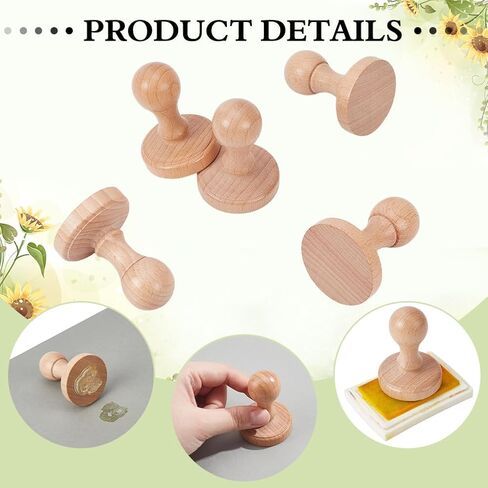 NBEADS 5 Pcs Stamp Wood Handle, Wooden Round Handle DIY Stamp Drawer Pulls Blank Stamp Drawer Knobs for Stamp Making DIY Crafting Scrapbooking Craft Card Diary, 2.4x1.77Inch in Saudi Arabia