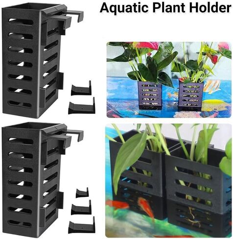 1 Set Aquarium Decor Tank,Plants Storage Rack with Hooks Landscaping Basin Holder Fish & Aquatic Pets Accessories(Style 2) in Saudi Arabia