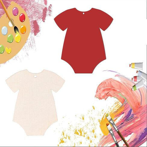 Onesie Wooden Clothing Shape Wood Blank with Twines Art Unfinished Ornaments for Baby Nursery Baby Shower Door Hanger Christmas Wedding Birthday Party Valentine's Day Decoration 20 Pcs in Saudi Arabia