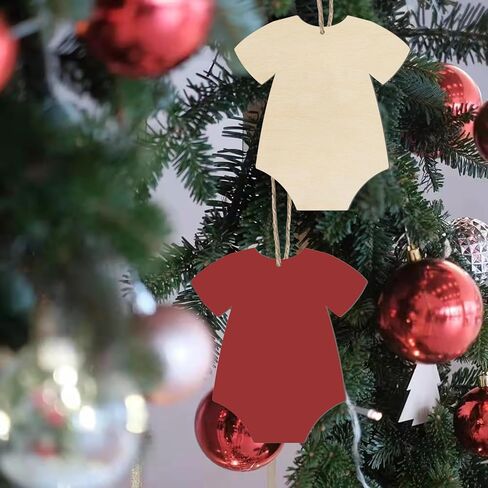 Onesie Wooden Clothing Shape Wood Blank with Twines Art Unfinished Ornaments for Baby Nursery Baby Shower Door Hanger Christmas Wedding Birthday Party Valentine's Day Decoration 20 Pcs in Saudi Arabia
