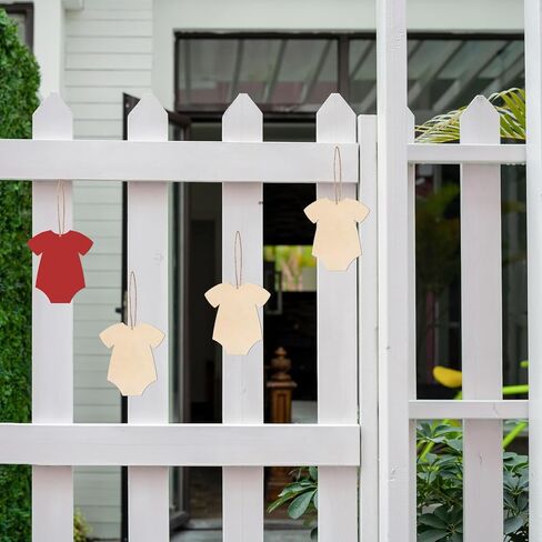 Onesie Wooden Clothing Shape Wood Blank with Twines Art Unfinished Ornaments for Baby Nursery Baby Shower Door Hanger Christmas Wedding Birthday Party Valentine's Day Decoration 20 Pcs in Saudi Arabia