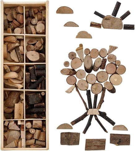 PH PandaHall Wooden Unfinished Craft Kits, Natural Wood Slices Loose Parts Play Materials Art Supplies for DIY Painting Building Sorting Activities Projects in Saudi Arabia