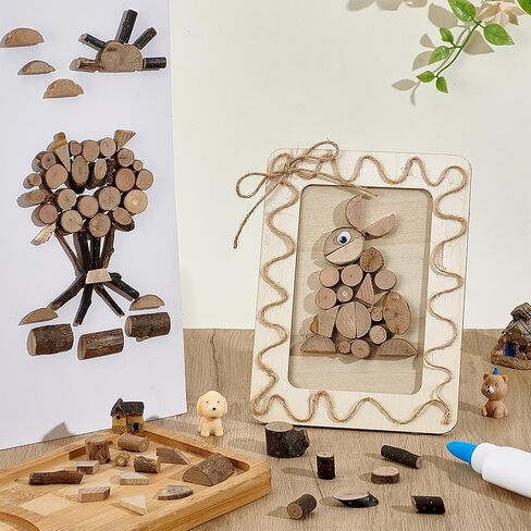 PH PandaHall Wooden Unfinished Craft Kits, Natural Wood Slices Loose Parts Play Materials Art Supplies for DIY Painting Building Sorting Activities Projects in Saudi Arabia