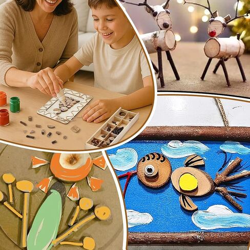 PH PandaHall Wooden Unfinished Craft Kits, Natural Wood Slices Loose Parts Play Materials Art Supplies for DIY Painting Building Sorting Activities Projects in Saudi Arabia