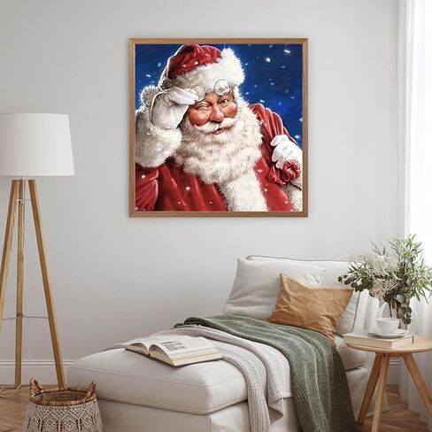 MOMDEDP Santa Claus Diamond Art Kits for Adults, Christmas Diamond Painting Kits for Beginners, Christmas Santa Diamonds Art Painting Kits, 5D Round Full Drill Crafts Kits Home Decor Gifts 12x12inch in Kuwait