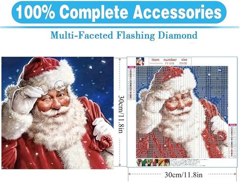 MOMDEDP Santa Claus Diamond Art Kits for Adults, Christmas Diamond Painting Kits for Beginners, Christmas Santa Diamonds Art Painting Kits, 5D Round Full Drill Crafts Kits Home Decor Gifts 12x12inch in Kuwait