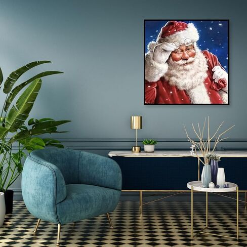 MOMDEDP Santa Claus Diamond Art Kits for Adults, Christmas Diamond Painting Kits for Beginners, Christmas Santa Diamonds Art Painting Kits, 5D Round Full Drill Crafts Kits Home Decor Gifts 12x12inch in Kuwait